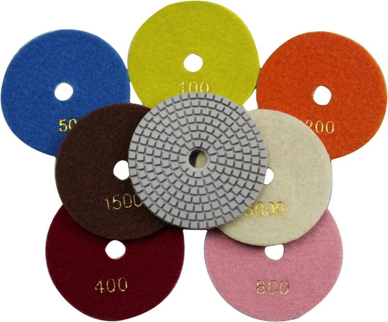 Konfor 3 inch Wet Diamond Polishing Pads to Polish Granite Stone Marble Concrete Travertine Terrazo - Image 2